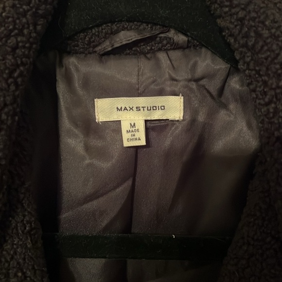 Max Studio Teddy black Moto crop jacket. Women size Med - Picture 2 of 6